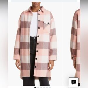 Monrow pink plaid oversized plaid shirt jacket/ shacket